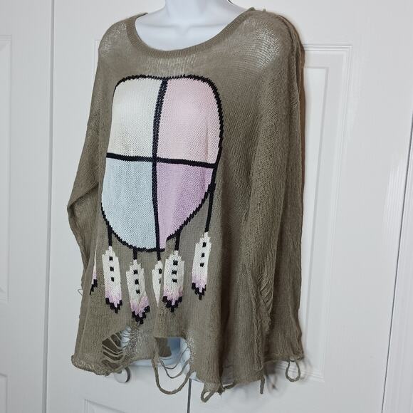 Wildfox White Label Distressed Dream Catcher Wool Blend Sweater NWOT - Picture 4 of 11